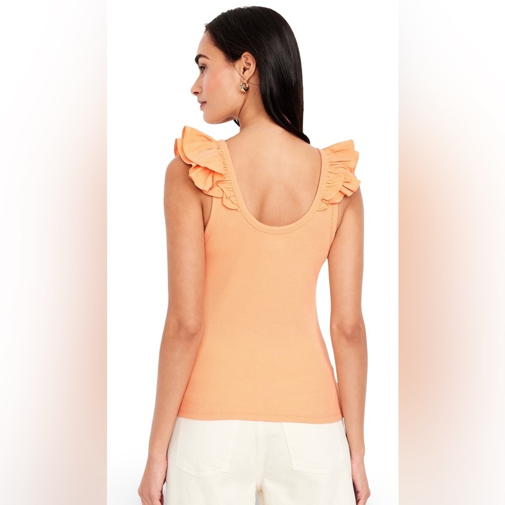 NWTS💓GAP OLD NAVY LG💓PEACH BLOSSOM PREMIUM RIBBED V NECK FLUTTERED SLEEVE TOP - Picture 8 of 11